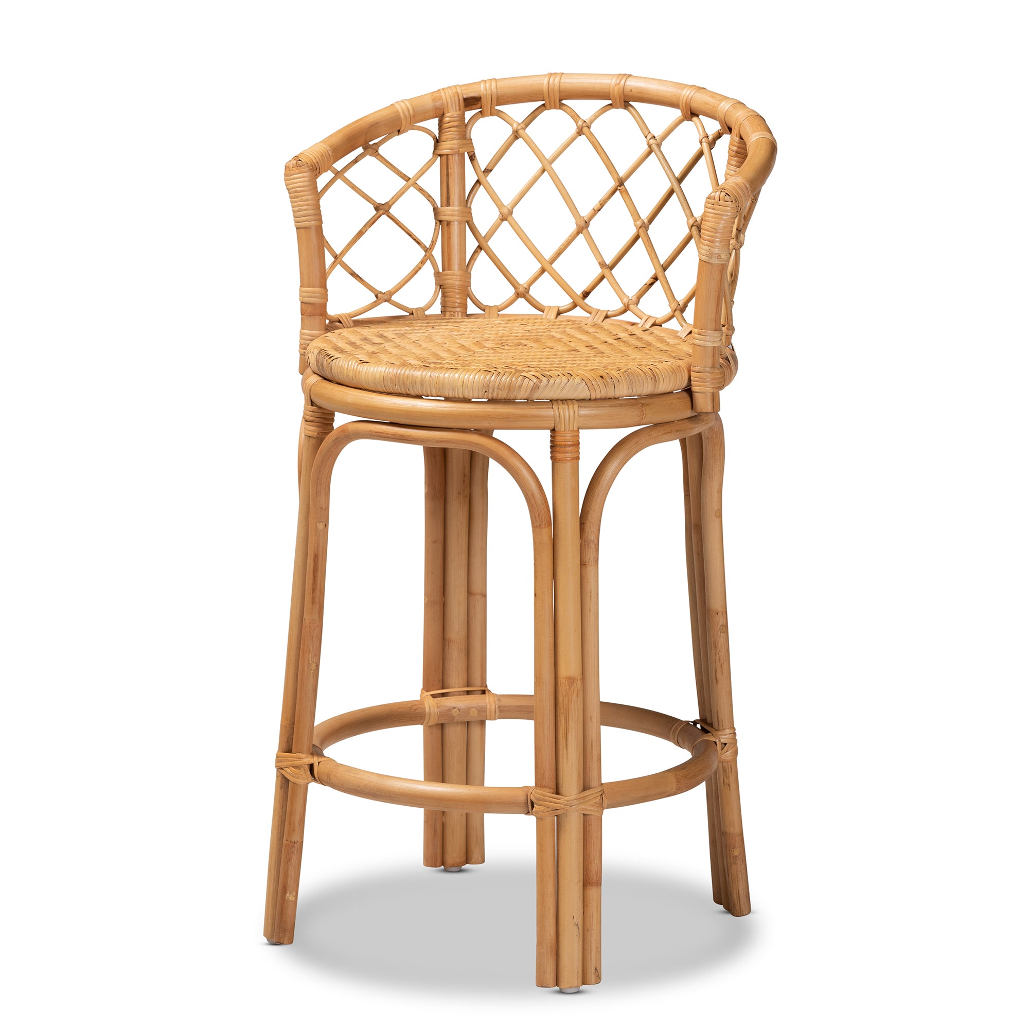 bali & pari Orchard Modern Bohemian Natural Brown Rattan Counter Stool