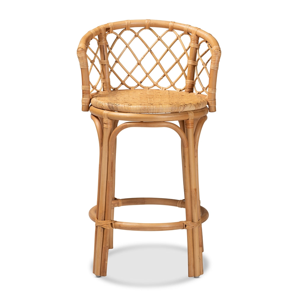 Orchard Modern Bohemian Natural Brown Rattan Counter Stool
