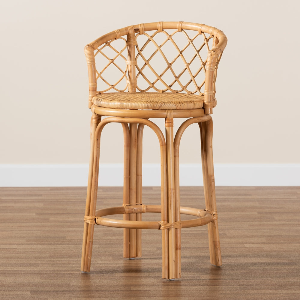 Orchard Modern Bohemian Natural Brown Rattan Counter Stool