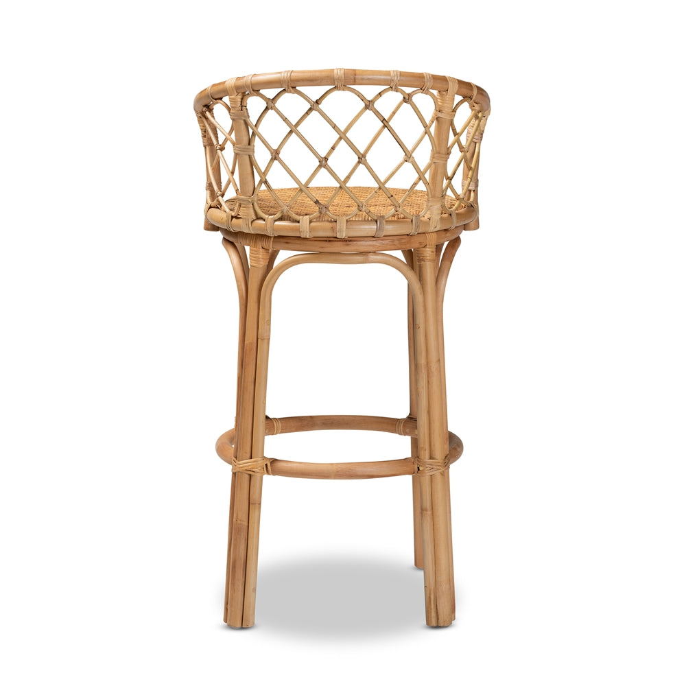 Orchard Modern Bohemian Natural Brown Rattan Bar Stool