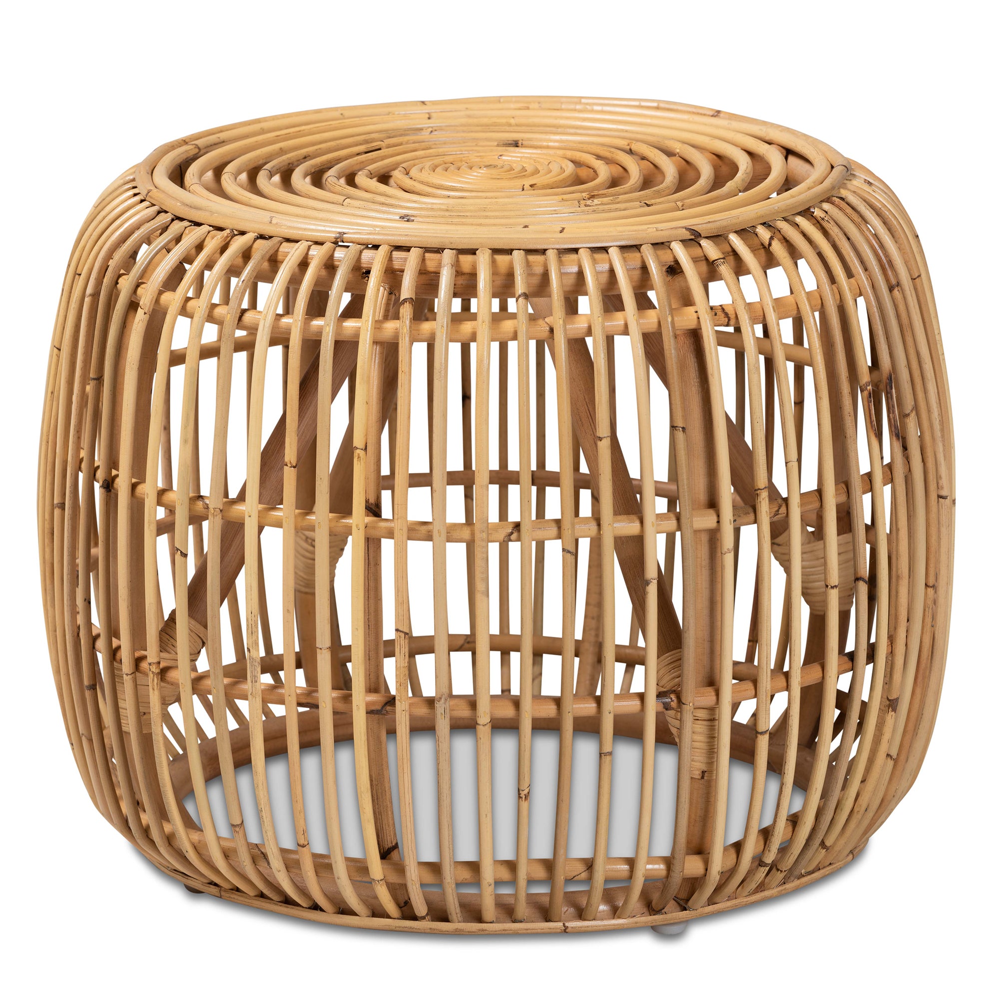 bali & pari Maverick Modern Bohemian Natural Brown Rattan End table