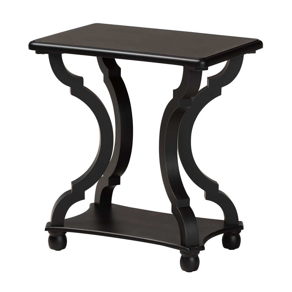 Cianna Classic and Traditional Black Wood End Table