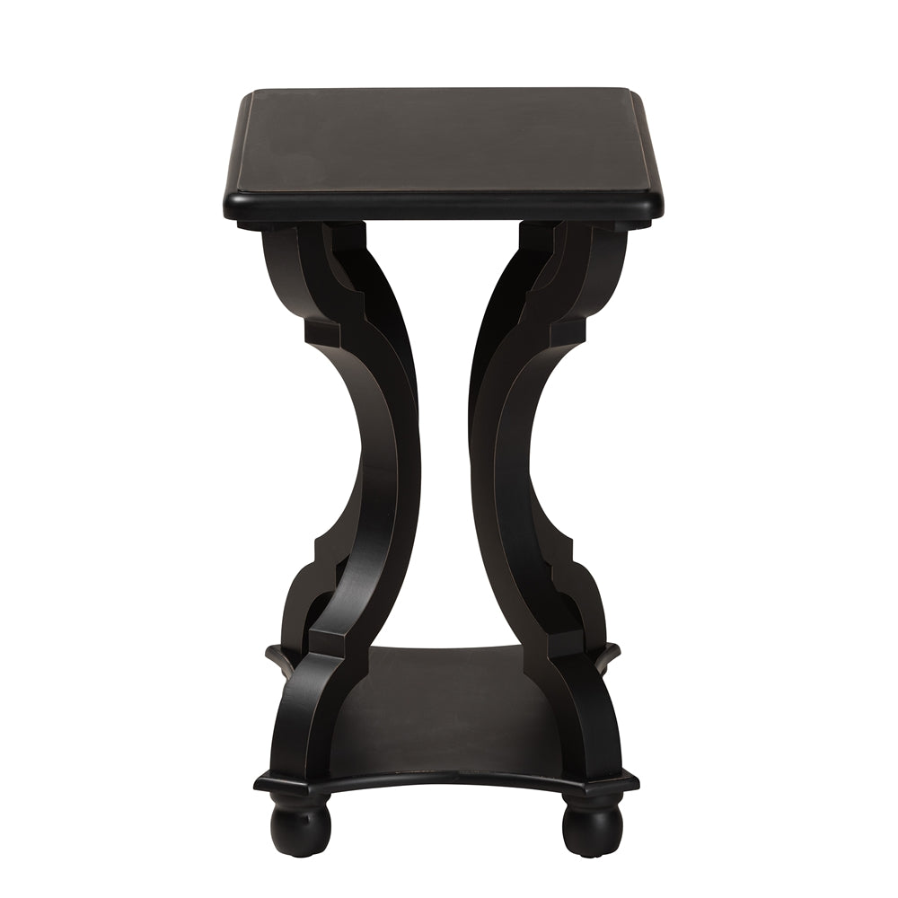 Cianna Classic and Traditional Black Wood End Table