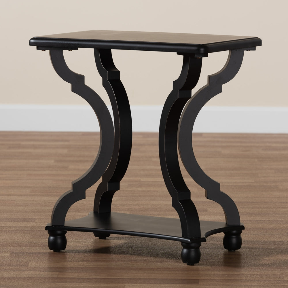 Cianna Classic and Traditional Black Wood End Table
