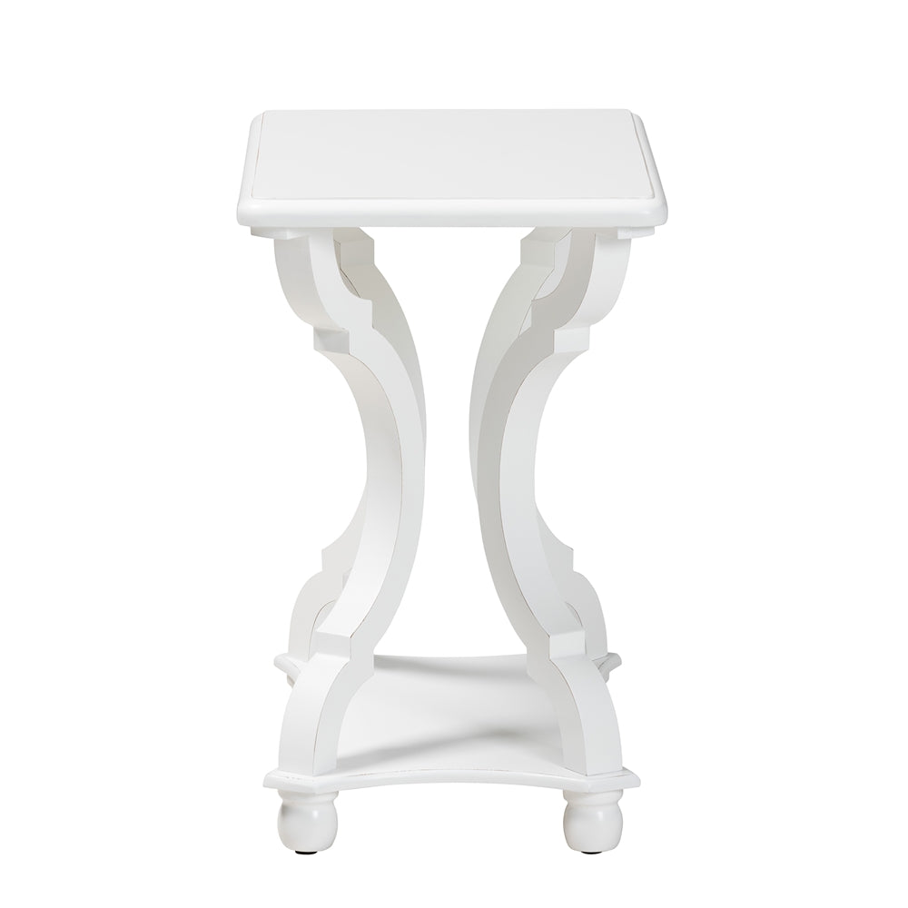 Cianna Classic and Traditional White Wood End Table