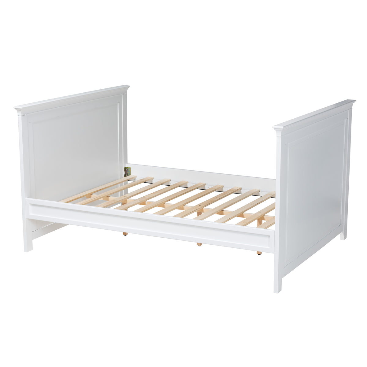 Sherri Full Size Rubberwood Traditional Daybed White Finished Classic Style with Slat Support