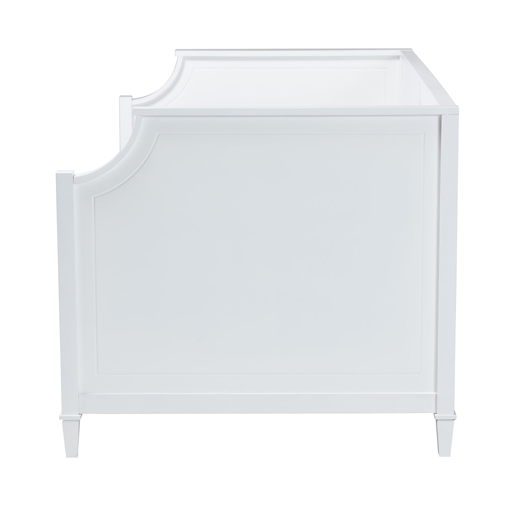Alonzo Twin Bed Frame in White Wood – Daybed with Built-In Storage Drawers