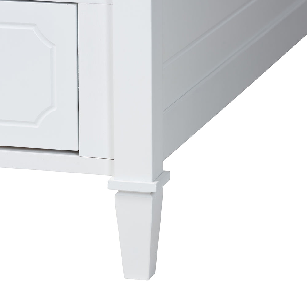 Alonzo Twin Bed Frame in White Wood – Daybed with Built-In Storage Drawers