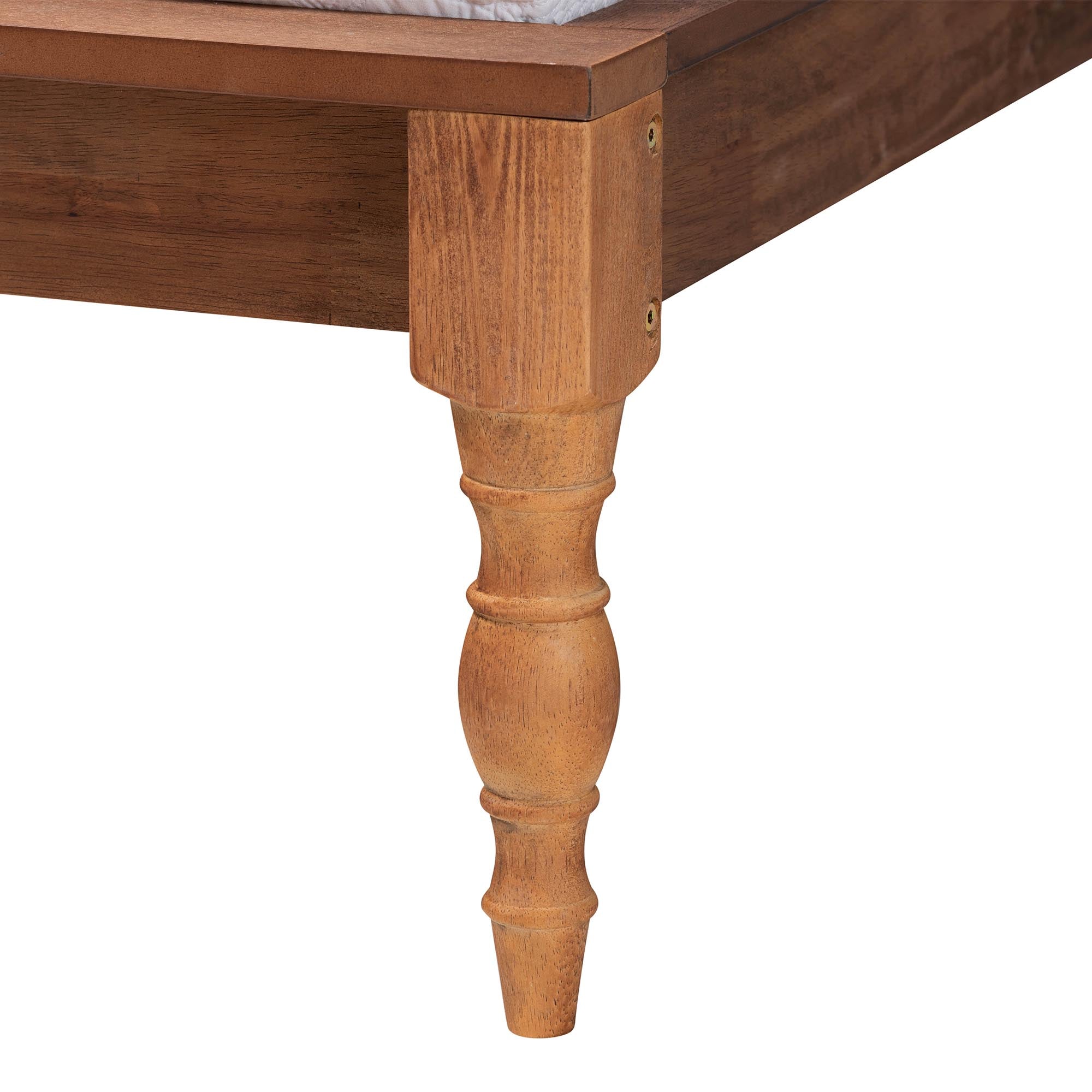 Eliseo Mid-Century Modern Dark Grey Fabric And Walnut Brown Finished Wood King Size Platform Bed