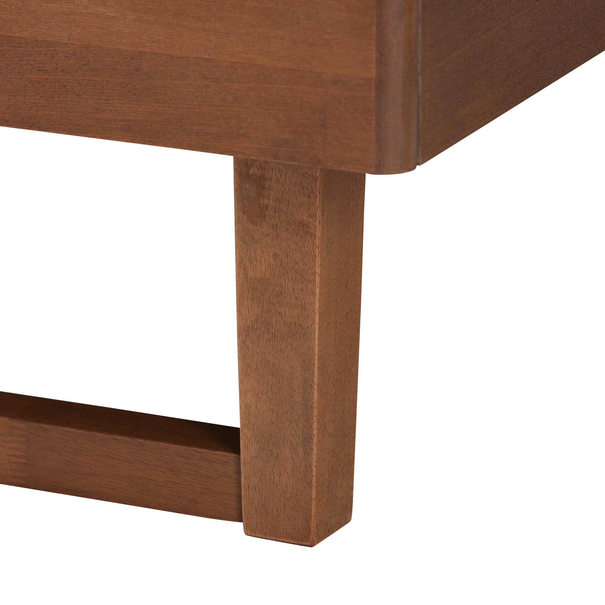 Payton King Size Grey Upholstered & Walnut Brown Wood Platform Bed – Contemporary Low‑Profile Design