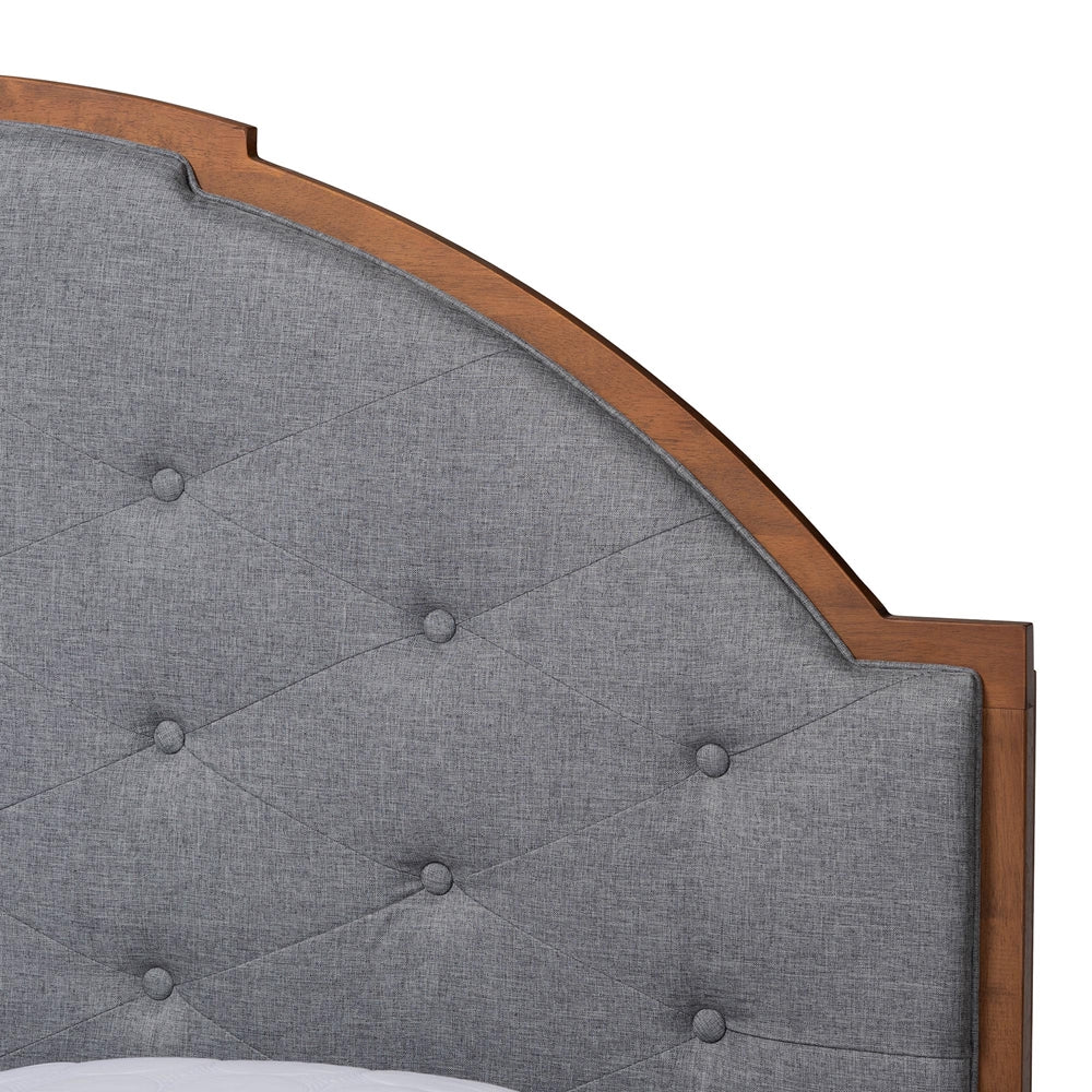 Adeline King Grey Fabric Platform Bed – Mid-Century Modern with Adjustable Headboard