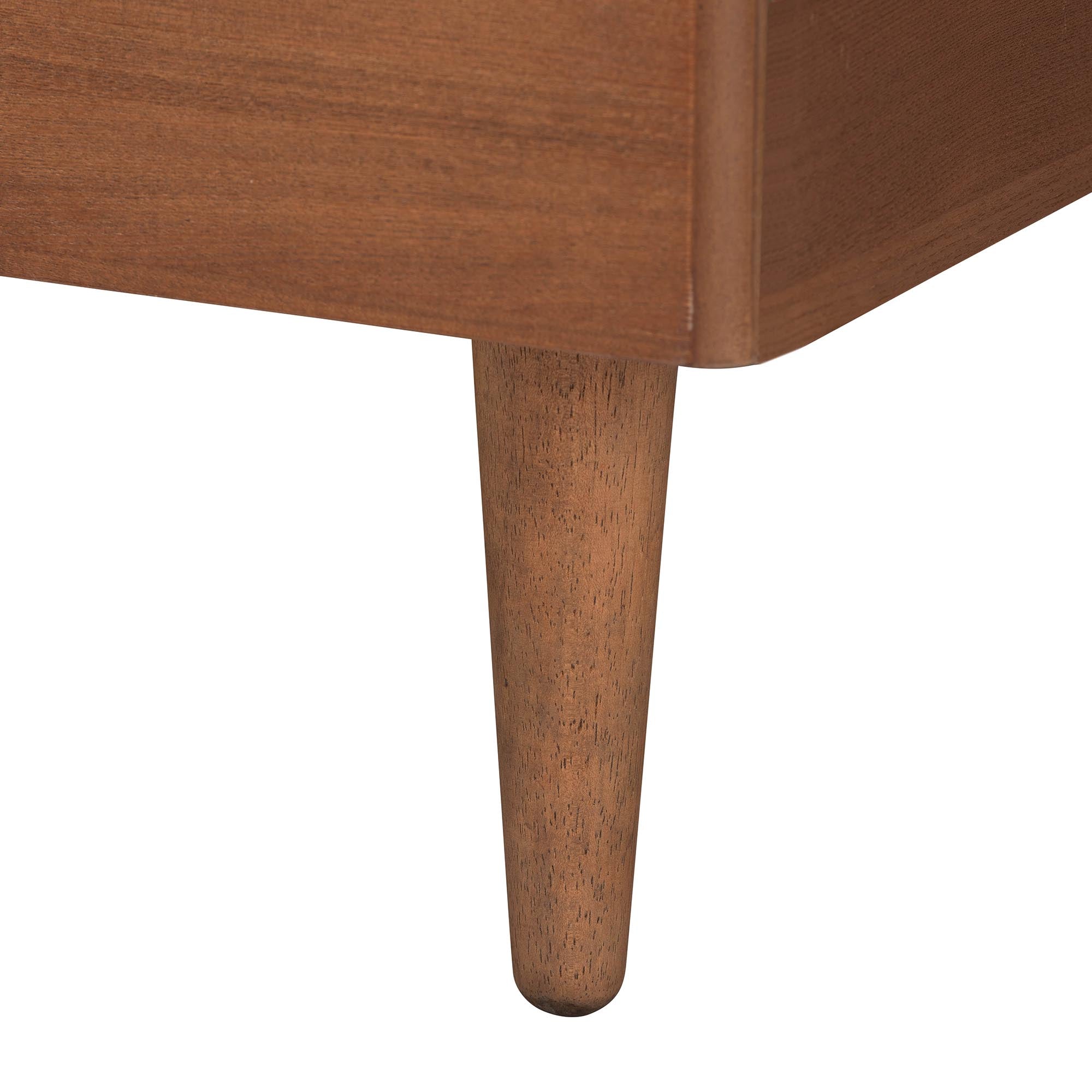 Grayden Queen Grey Platform Bed – Mid-Century Modern Wood Frame with Tufted Headboard