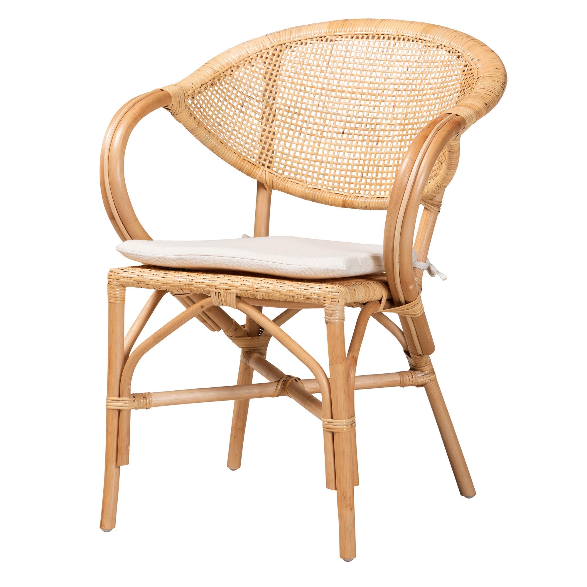 bali & pari Varick Modern Bohemian Natural Brown Finished Rattan Dining Chair