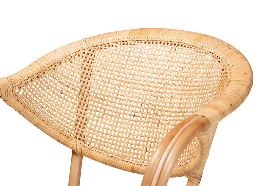 Varick Modern Bohemian Natural Brown Finished Rattan Dining Chair
