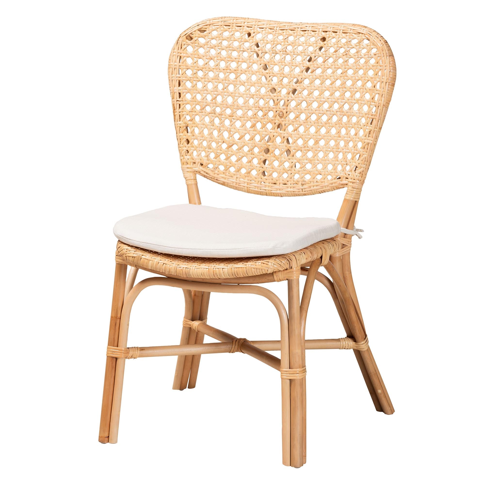 bali & pari Nadira Modern Bohemian Natural Brown Finished Rattan Dining Chair