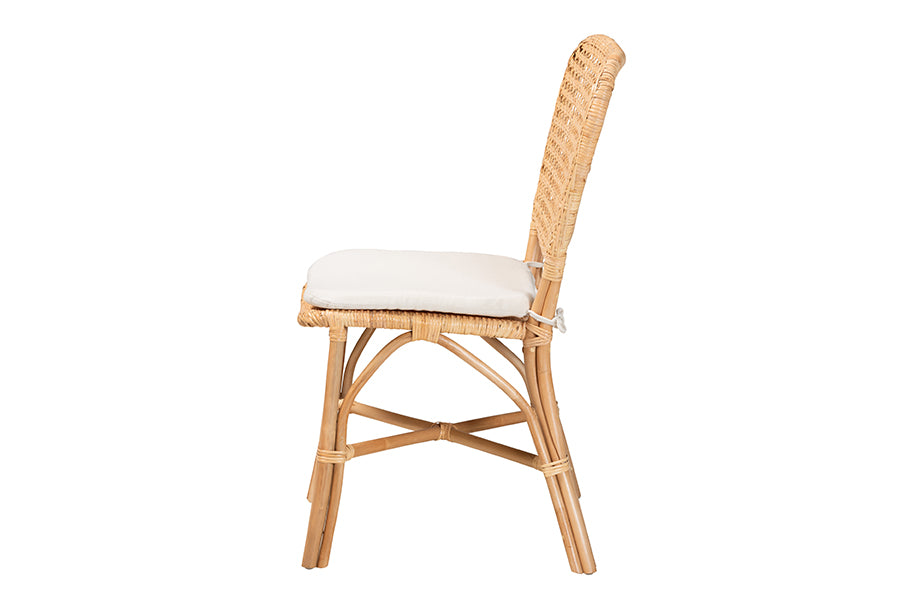 bali & pari Nadira Modern Bohemian Natural Brown Finished Rattan Dining Chair