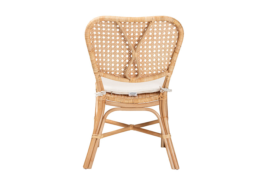 bali & pari Nadira Modern Bohemian Natural Brown Finished Rattan Dining Chair