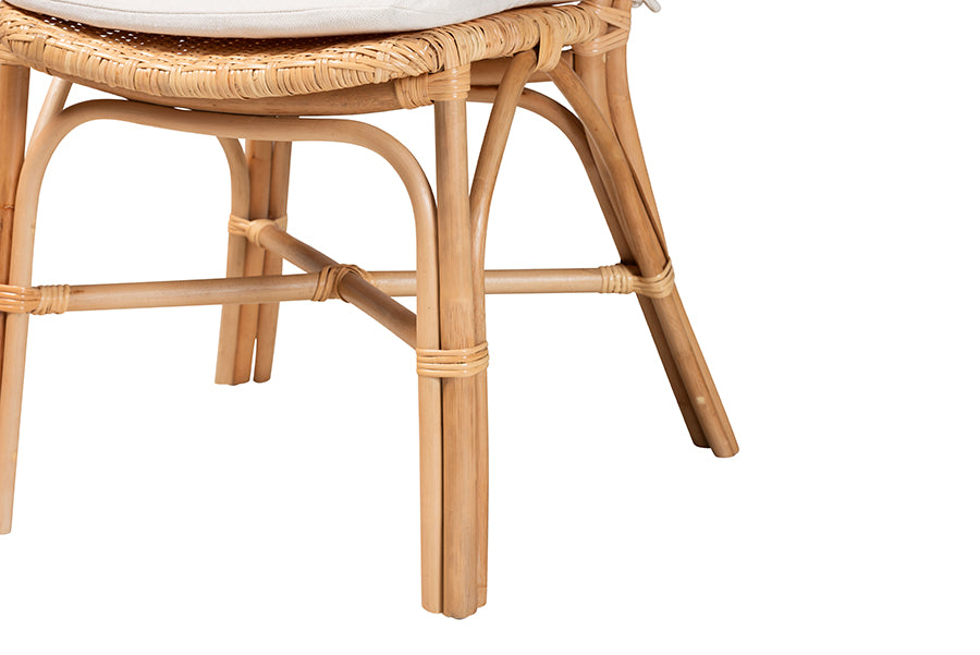 bali & pari Nadira Modern Bohemian Natural Brown Finished Rattan Dining Chair