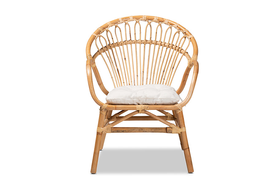 bali & pari Benicia Modern Bohemian Natural Brown Rattan Dining Chair