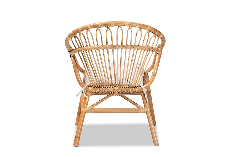 bali & pari Benicia Modern Bohemian Natural Brown Rattan Dining Chair