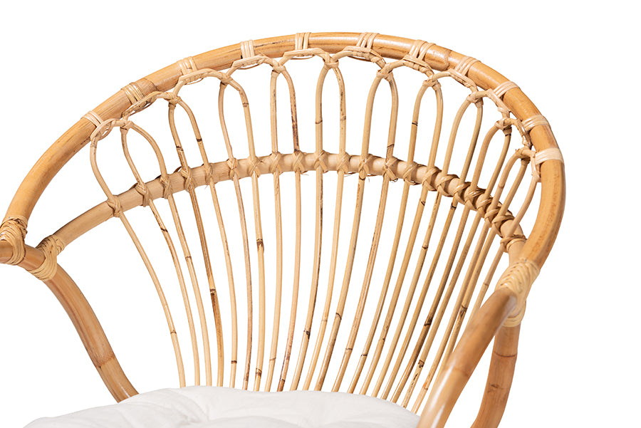 bali & pari Benicia Modern Bohemian Natural Brown Rattan Dining Chair