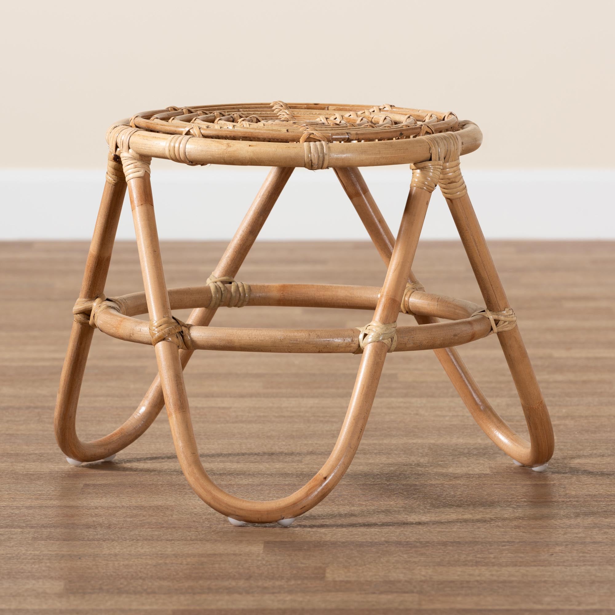 Jacinda Modern Bohemian Natural Brown Rattan End Table