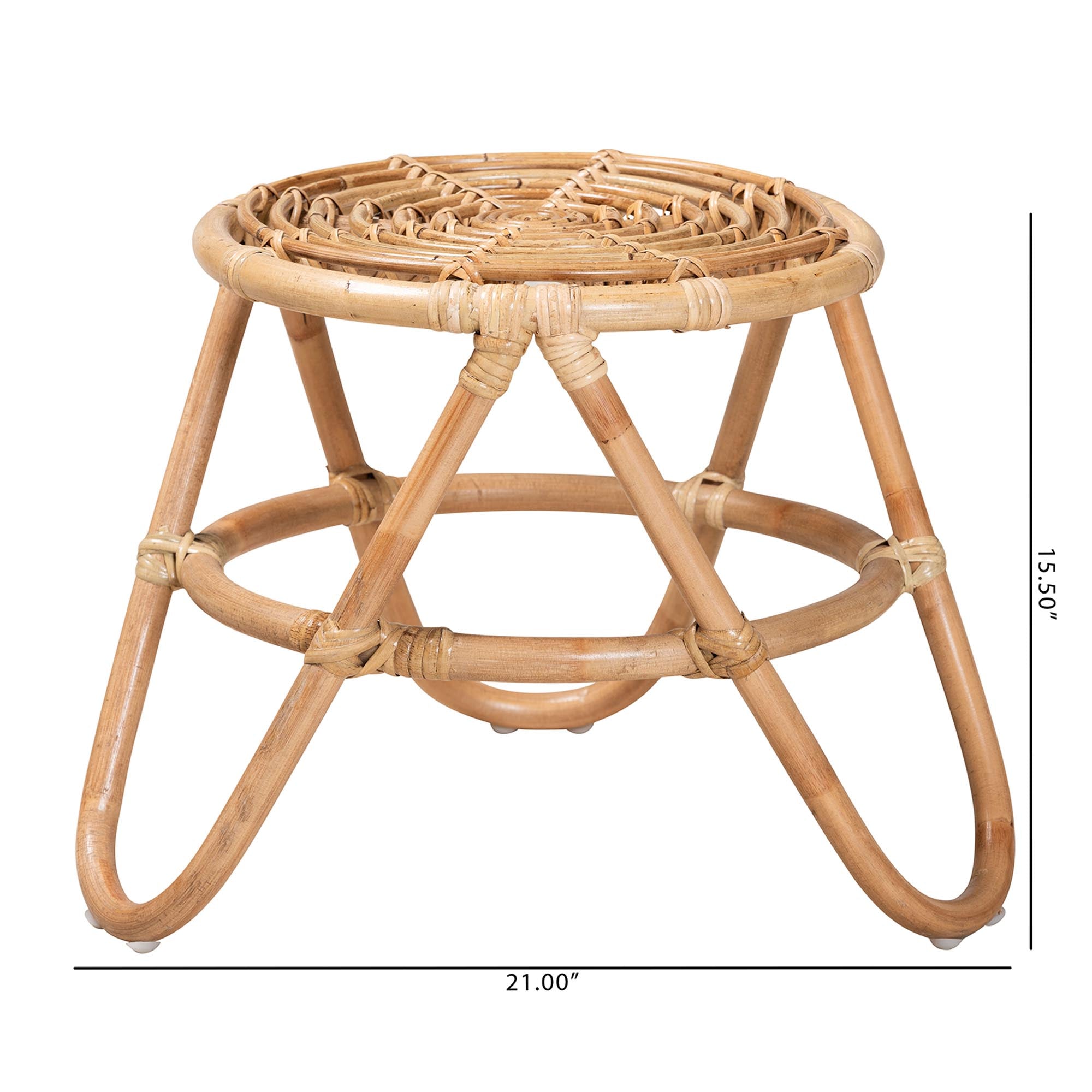 Jacinda Modern Bohemian Natural Brown Rattan End Table