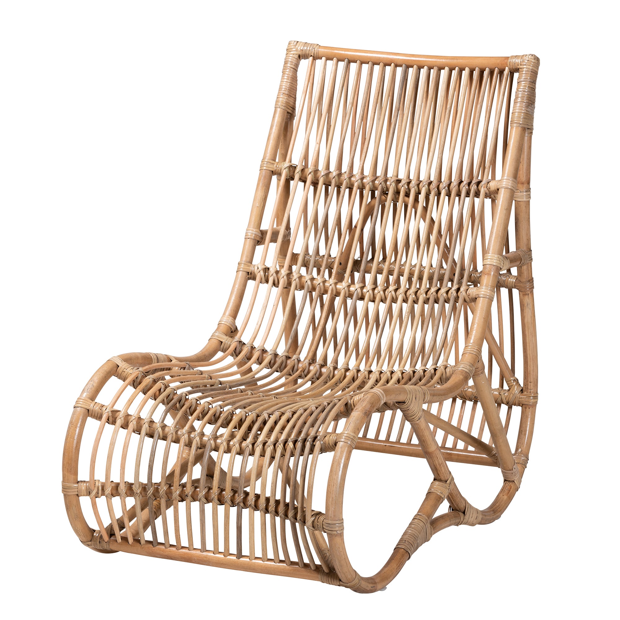 bali & pari Genera Modern Bohemian Natural Rattan Lounge Chair