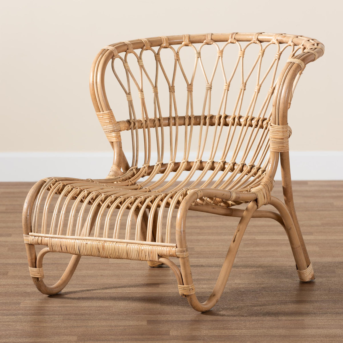 bali & pari Alaya Modern Bohemian Natural Brown Rattan Accent Chair