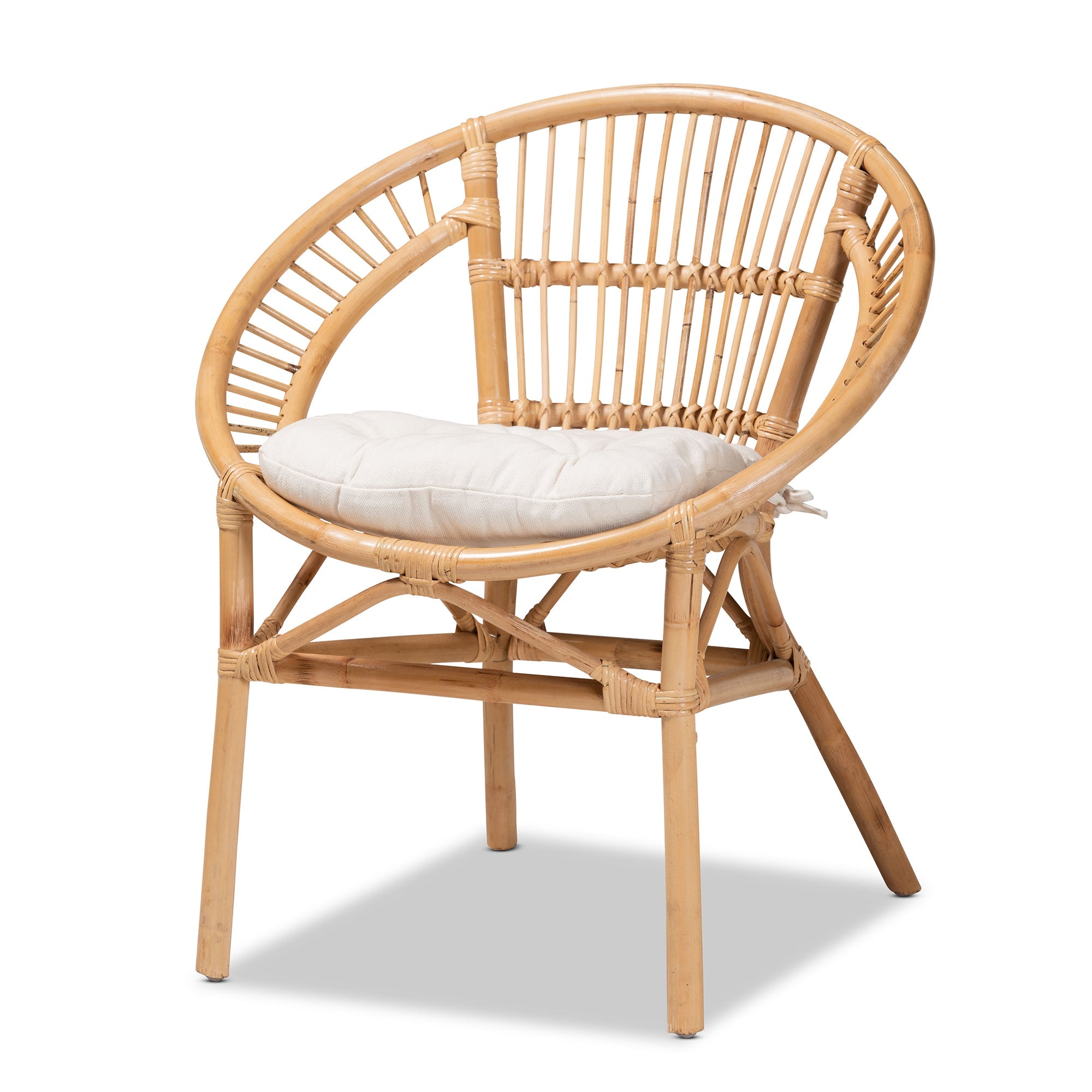 bali & pari Adrina Modern Bohemian Natural Brown Rattan Dining Chair