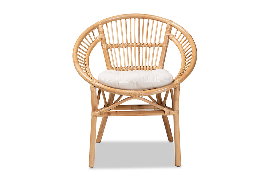 bali & pari Adrina Modern Bohemian Natural Brown Rattan Dining Chair