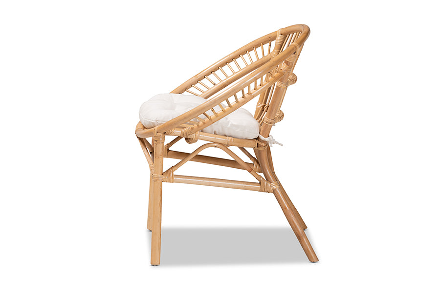 bali & pari Adrina Modern Bohemian Natural Brown Rattan Dining Chair
