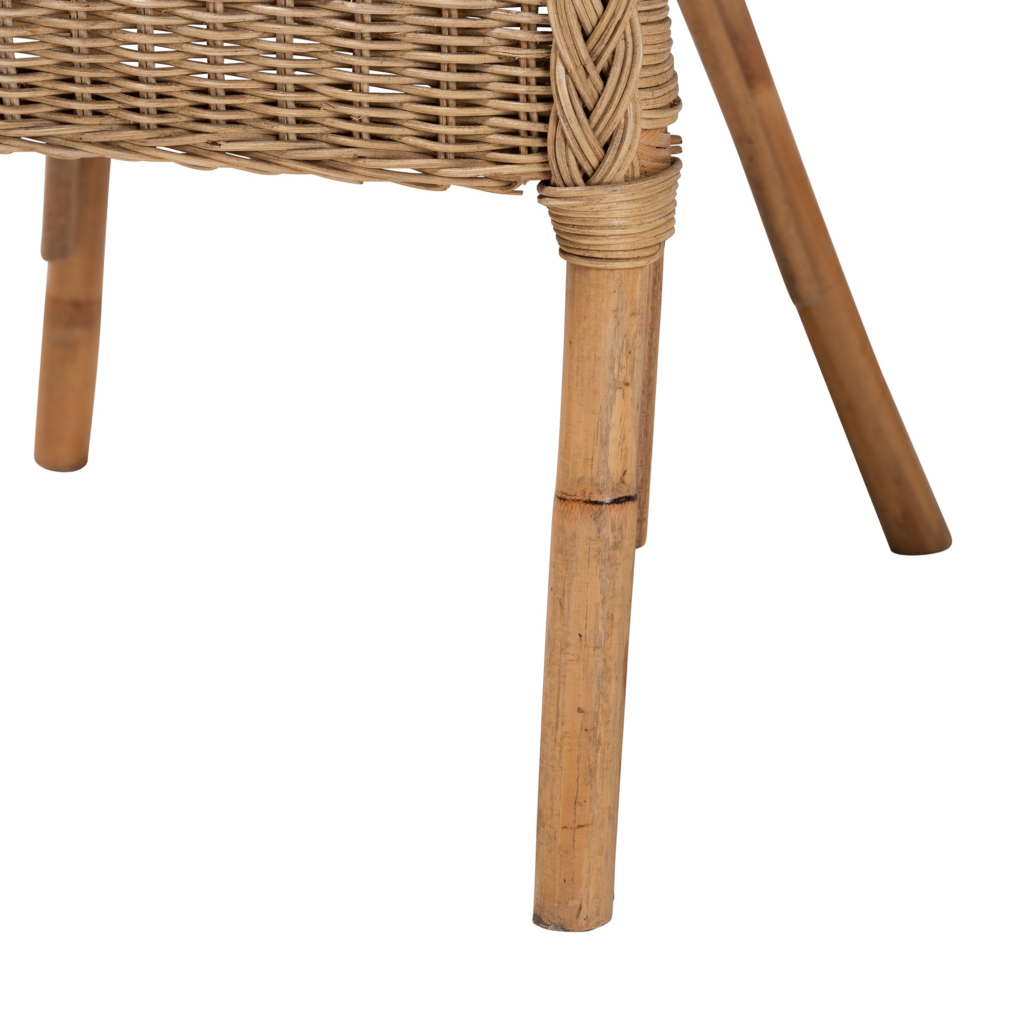 Abbey Modern Bohemian Natural Brown Antique Rattan 3-Piece Living Room Set