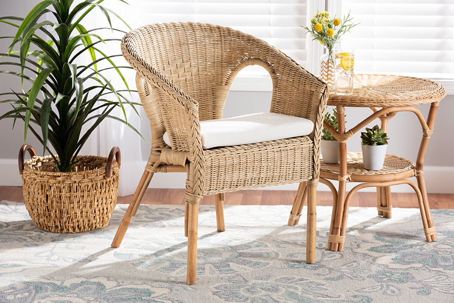 Abbey Modern Bohemian Brown Antique Rattan Dining Chair