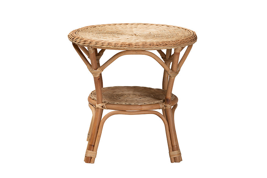 Abbey Modern Bohemian Natural Brown Antique Rattan Coffee Table