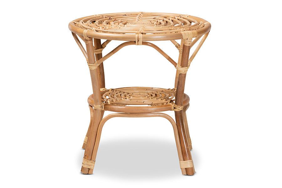 Cariel Modern Bohemian Natural Brown Rattan Coffee Table