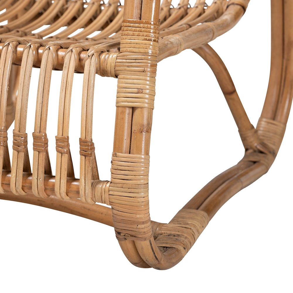 bali & pari Blanca Modern Bohemian Natural Rattan Accent Chair