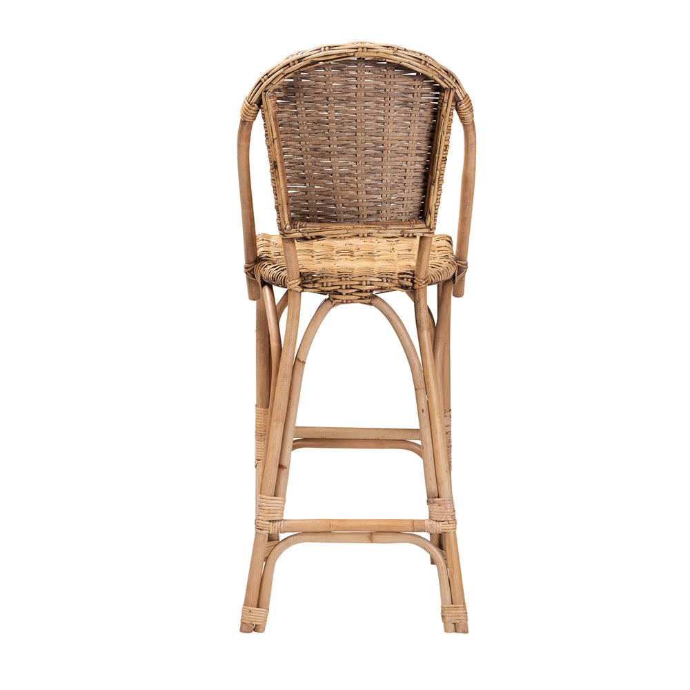 Neola Modern Bohemian Natural Rattan Bar Stool