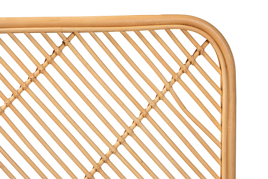 bali & pari Sakina Modern Bohemian Natural Brown Rattan Queen Size Wall-mount Headboard