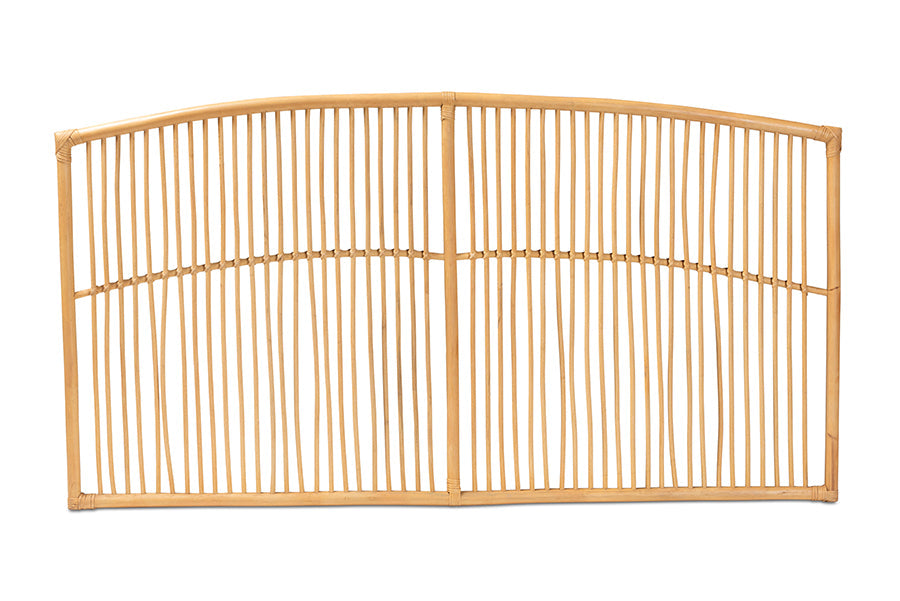 bali & pari Malvina Modern Bohemian Natural Brown Rattan Queen Size Wall-mount Headboard