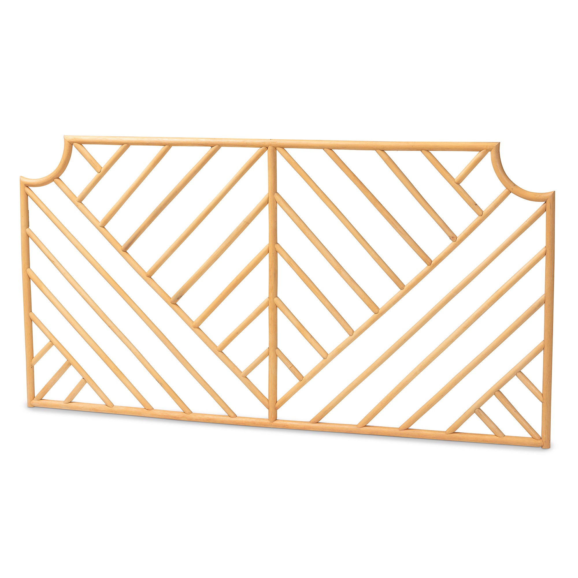 bali & pari Giza Modern Bohemian Natural Brown Rattan Queen Size Wall-mount Headboard