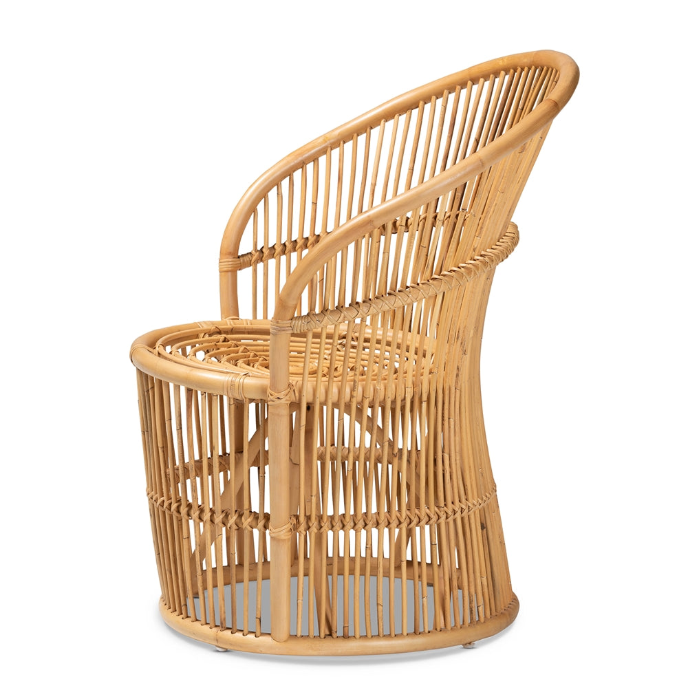 bali & pari Narva Modern Bohemian Natural Brown Rattan Accent Chair