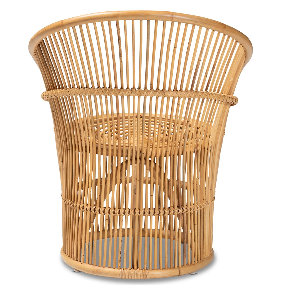 bali & pari Narva Modern Bohemian Natural Brown Rattan Accent Chair
