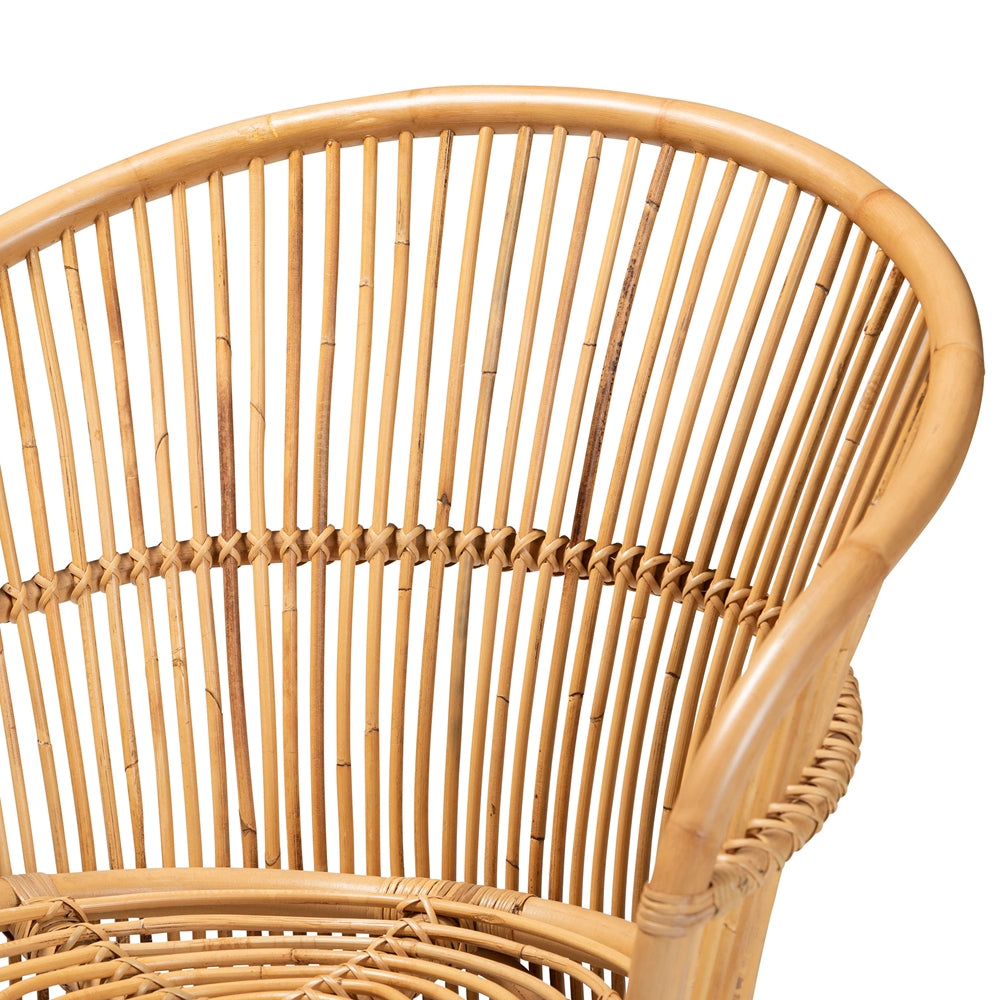 bali & pari Narva Modern Bohemian Natural Brown Rattan Accent Chair