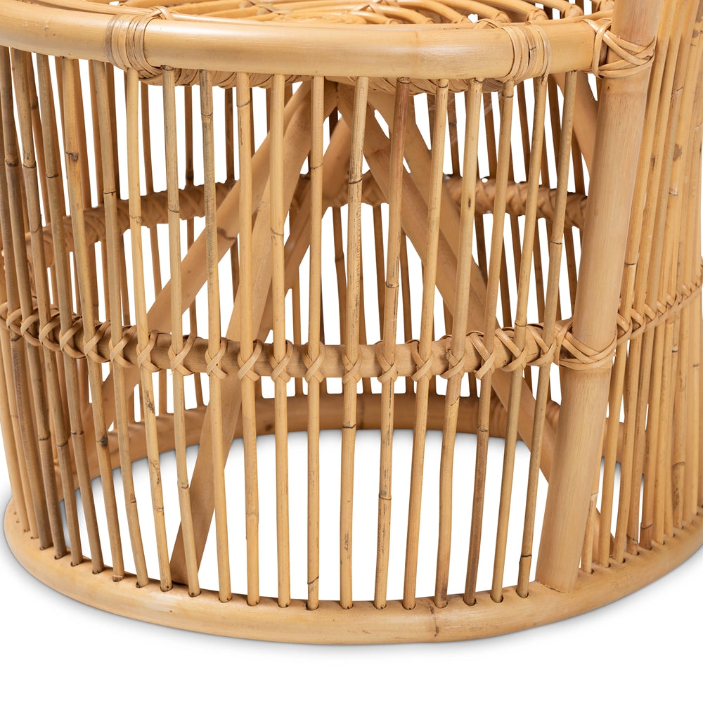 bali & pari Narva Modern Bohemian Natural Brown Rattan Accent Chair