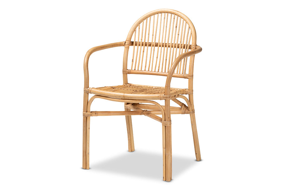 bali & pari Tugera Modern Bohemian Natural Brown Rattan Dining Chair
