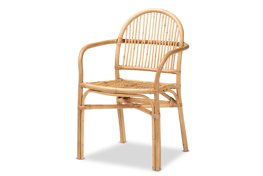 bali & pari Tugera Modern Bohemian Natural Brown Rattan Dining Chair