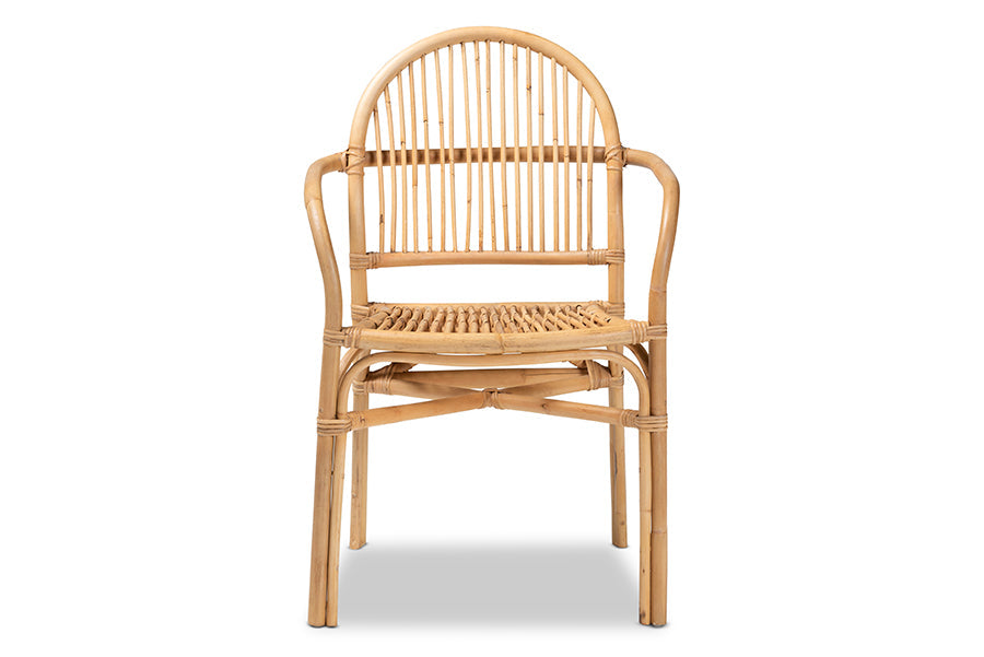 bali & pari Tugera Modern Bohemian Natural Brown Rattan Dining Chair