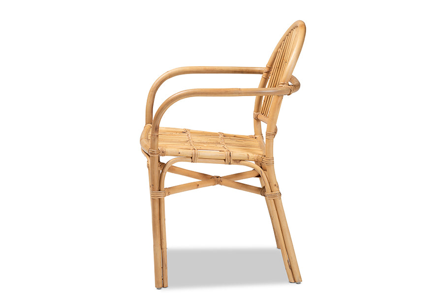 bali & pari Tugera Modern Bohemian Natural Brown Rattan Dining Chair