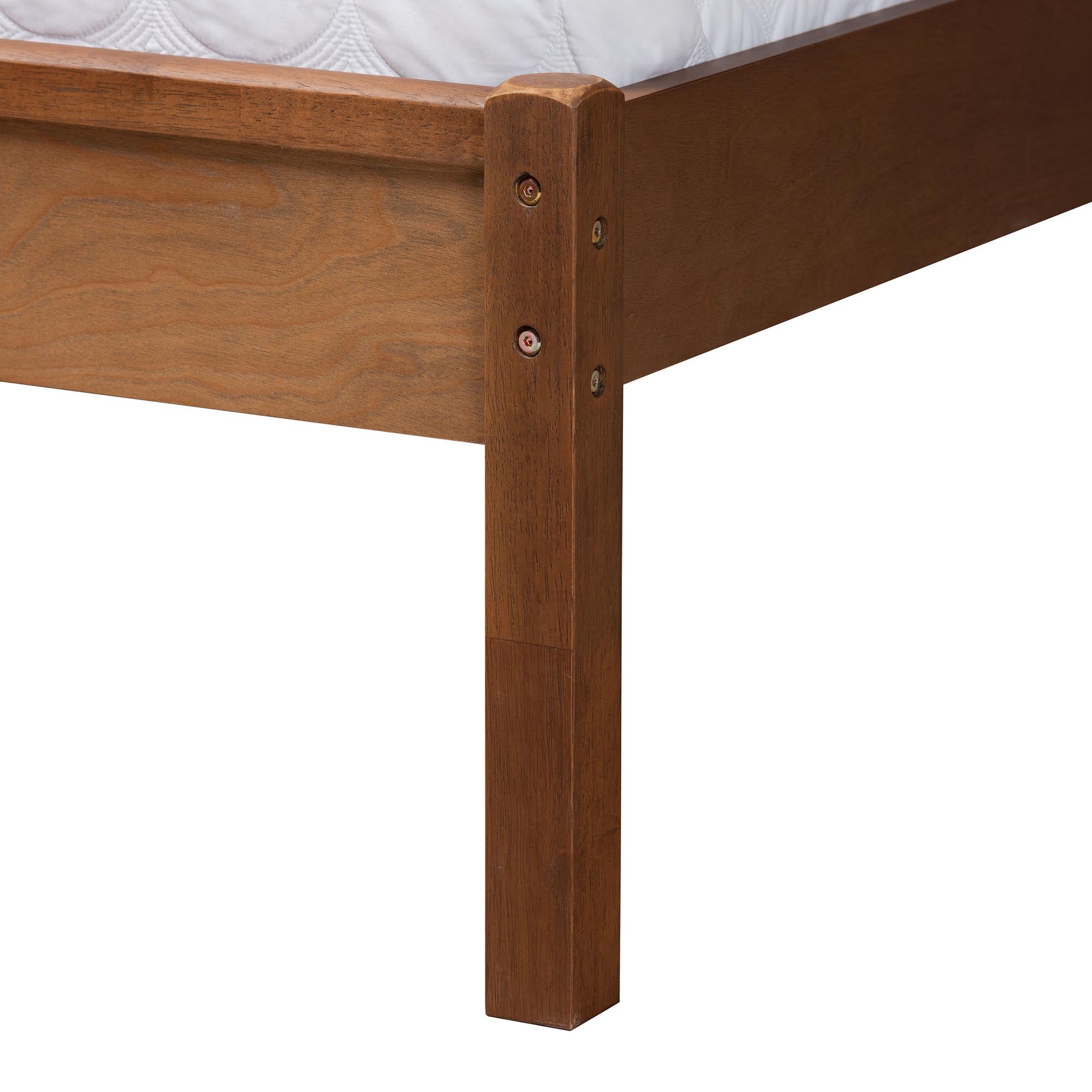 Quaid King Size Ash Walnut Platform Bed – Classic Wood Frame with Rattan Accents